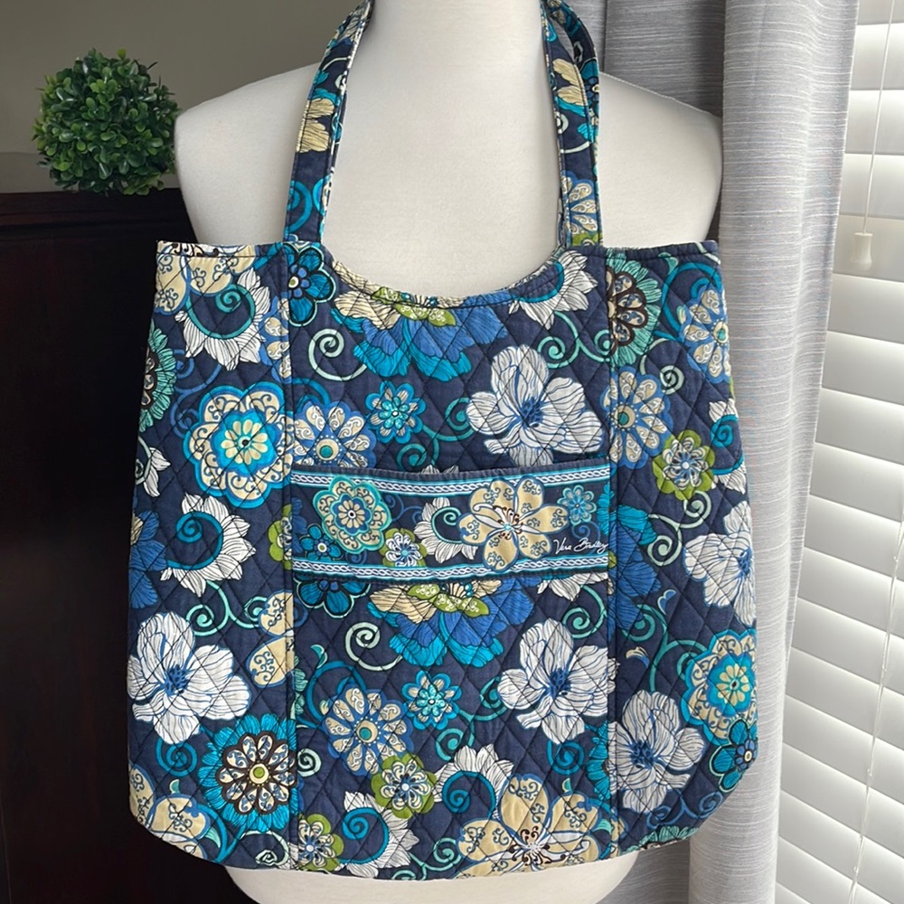 Vera Bradley Tote Bag Mod Floral Blue Curvy 15x15
